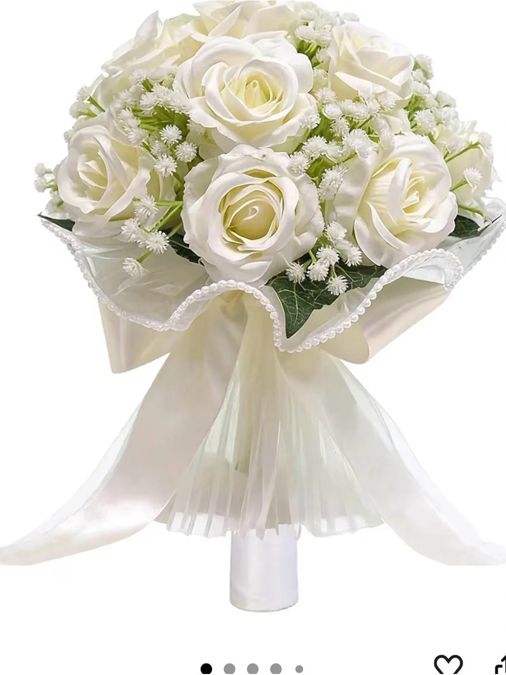Elegant White Rose Bouquet Wedding Bouquet by